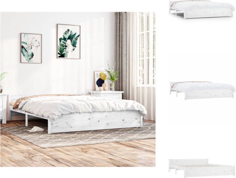 VidaXL Bedframe Grenenhout Wit 160 x 200 cm Stabiel Comfortabel Bed
