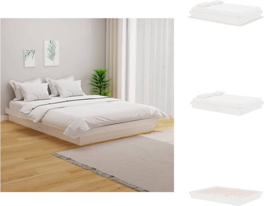 VidaXL Bedframe Grenenhout Wit 194 x 143.5 x 21 cm Matras 140 x 190 cm Montage vereist Bed - Foto 2