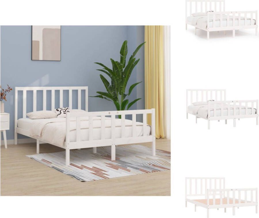 VidaXL Bedframe Grenenhout Wit 195.5 x 125.5 x 69.5 cm Multiplex Lattenbodem Geschikt voor 120 x 190 cm Matras Bed - Foto 2