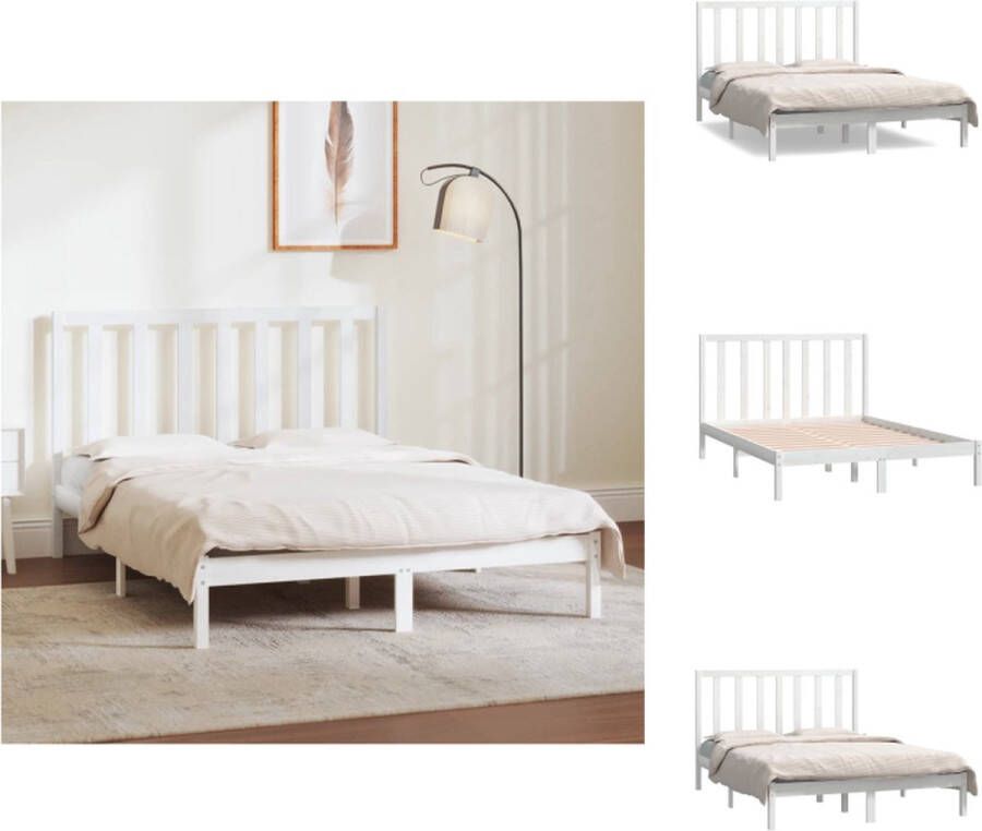 VidaXL Bedframe Grenenhout Wit 195.5 x 145.5 x 31 cm Inclusief Hoofdeind Bed