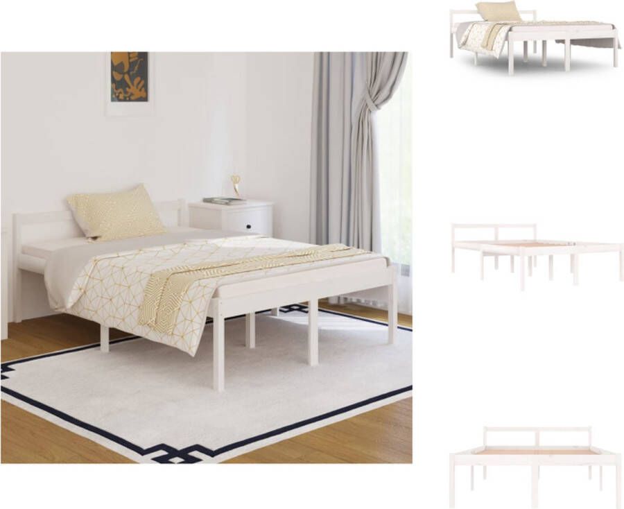 VidaXL Bedframe Grenenhout Wit 195.5 x 145.5 x 70.5 cm Geschikt voor 140 x 190 cm matras Bed - Foto 2