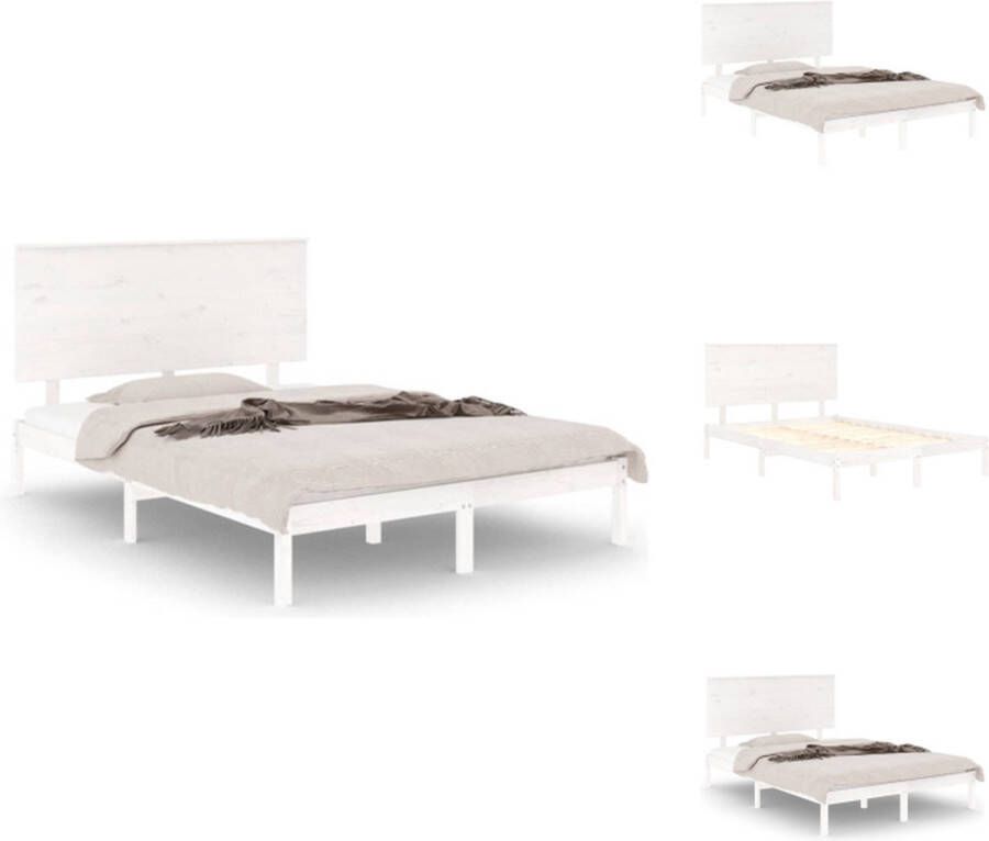 VidaXL Bedframe Grenenhout Wit 195.5 x 145.5 x 93.5 cm Inclusief hoofdbord Geschikt voor matras 140 x 190 cm Montage vereist Bed