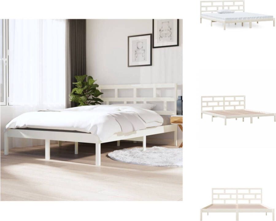 VidaXL Bedframe Houten Wit 195.5 x 145.5 x 69.5 cm Grenenhout Exclusief matras Bed - Foto 5