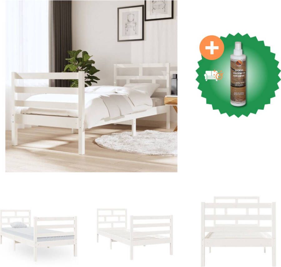 VidaXL Houten Bedframe Moderne Slaapkamer Eenpersoons Afmeting- 193 x 77.5 x 23 cm Hoogwaardig massief grenenhout Bed Inclusief Houtreiniger en verfrisser