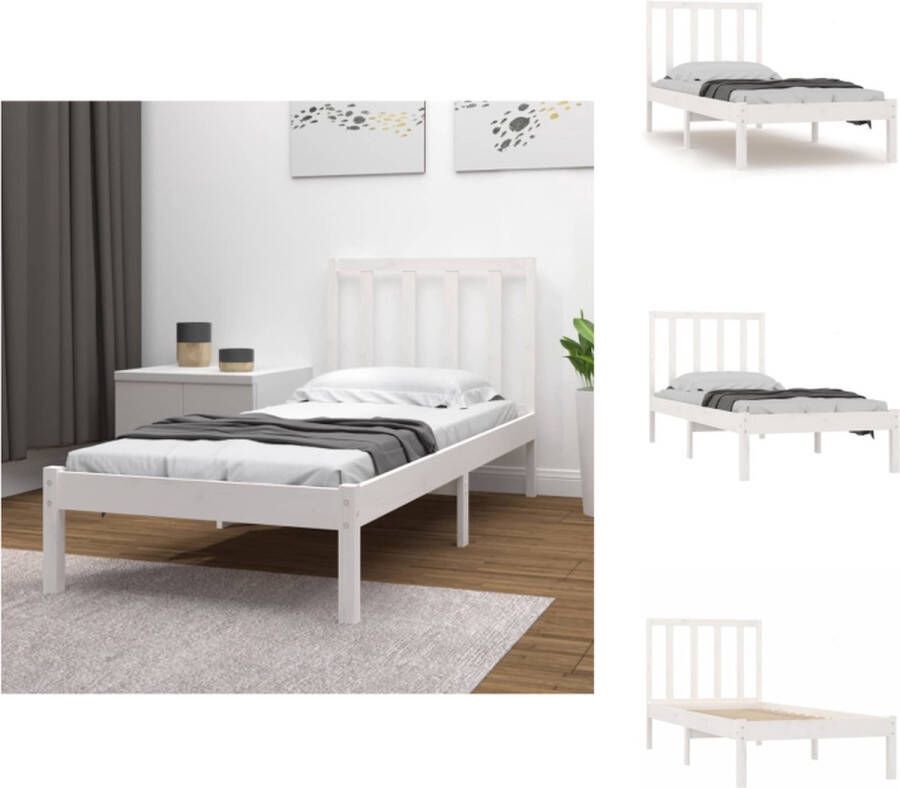 VidaXL Bedframe Grenenhout Wit 195.5 x 96 x 100 cm 90 x 190 cm Stabiel en comfortabel Bed