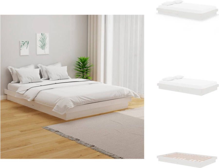 VidaXL Bedframe Grenenhout Wit 204 x 123.5 x 21 cm Voor matras 120 x 200 cm Bed