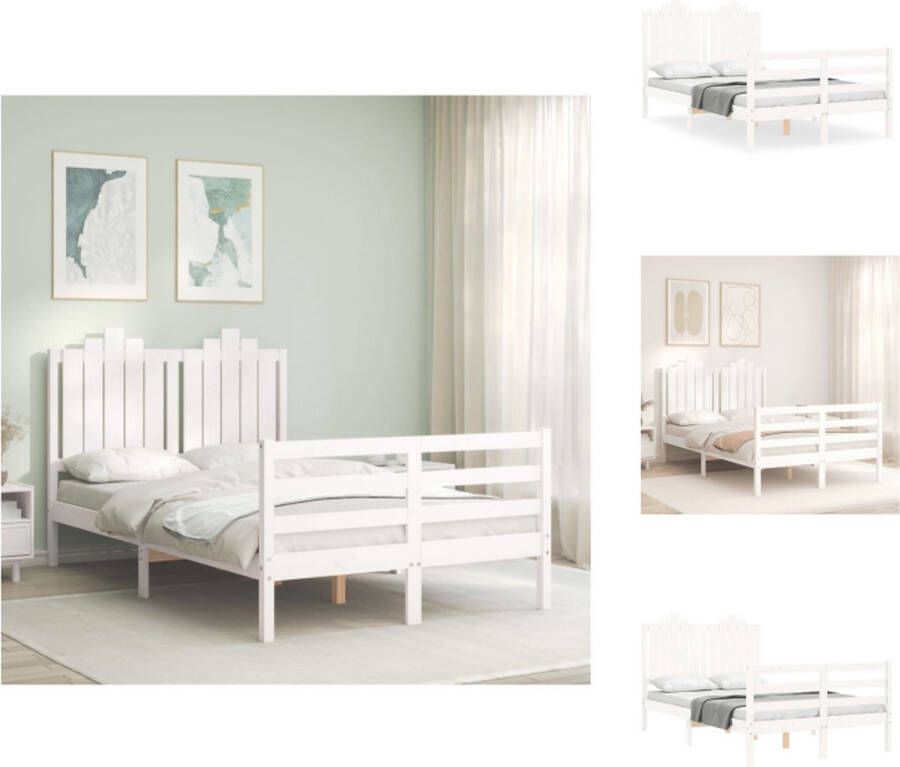 VidaXL Bedframe Grenenhout Wit 205.5 x 125.5 x 110 cm Multiplex lattenbodem Bed