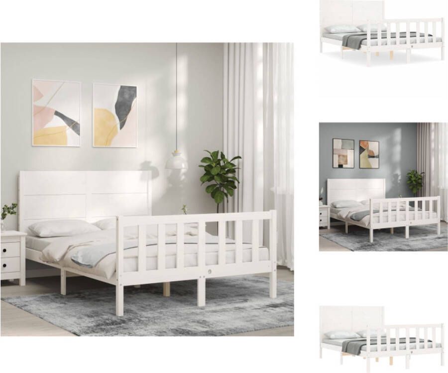 VidaXL Bedframe Grenenhout Wit 205.5 x 145.5 x 100 cm Met Functioneel hoofd- en voeteneinde Montage vereist Bed - Foto 10