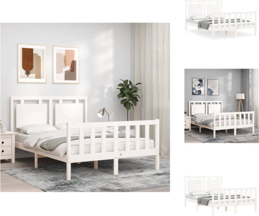 VidaXL Bedframe Grenenhout Wit 205.5 x 145.5 x 100 cm Met Functioneel hoofd- en voeteneinde Montage vereist Bed - Foto 8