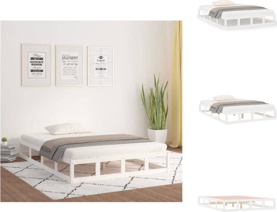 VidaXL Bedframe Massief grenenhout 203 x 152.5 x 23 cm Wit 150 x 200 cm (5FT King Size) Montage vereist Bed - Foto 14
