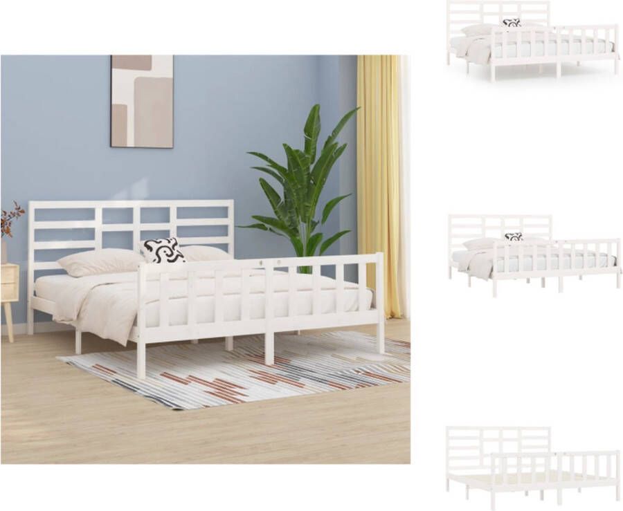 VidaXL Bedframe Bedframes Bed Bedbodem Bedframe massief hout wit 180x200 cm - Foto 2