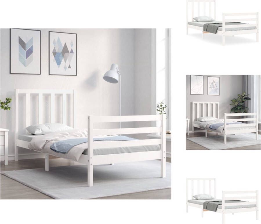 VidaXL Bedframe Grenenhout Wit 205.5x95.5x100 cm Met Functioneel hoofd- en voeteneinde Montage vereist Bed - Foto 2