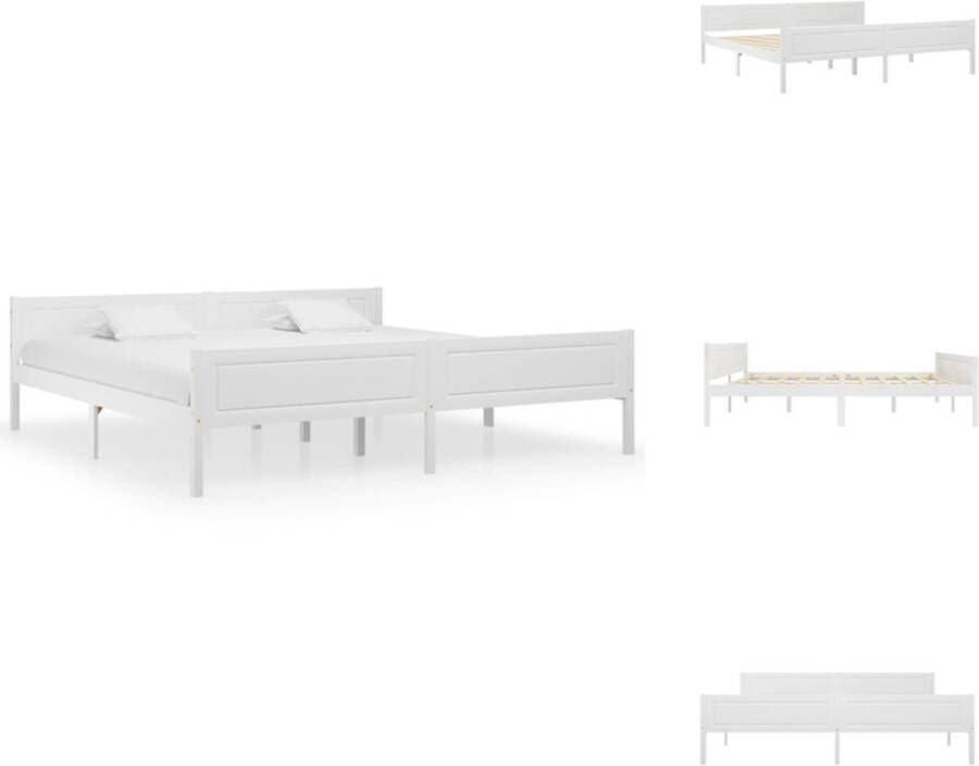 VidaXL Bedframe Houten bedframe 206 x 206 x 66 cm Wit Geschikt voor 200 x 200 cm matras Montage vereist Bed - Foto 4