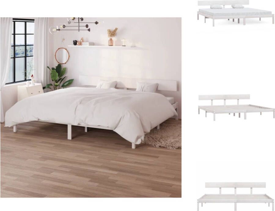 VidaXL Bedframe Grenenhout Wit 206.5 x 185.5 x 70 cm (L x B x H) Geschikt voor matras 180x200 cm Inclusief hoofdeinde Montage vereist Bed