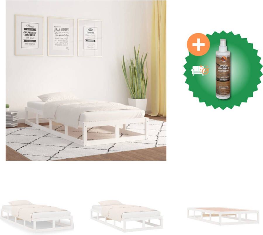 VidaXL Houten Bedframe Eenpersoonsbed 195.5 x 93.5 x 69.5 cm Hoogwaardig massief grenenhout Stabiel en comfortabel Wit Montage vereist Geschikt voor matras van 90 x 190 cm (niet inbegrepen) Bed Inclusief Houtreiniger en verfrisser - Foto 5