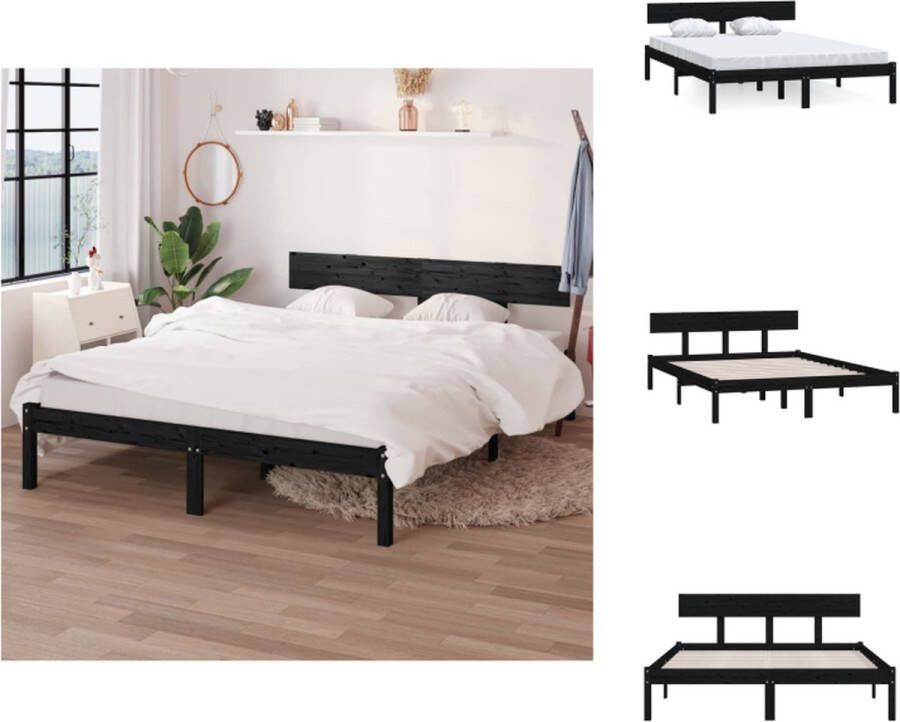 VidaXL Bedframe Bedframes Bed Bedbodem Bedframe massief grenenhout zwart 120x200 cm