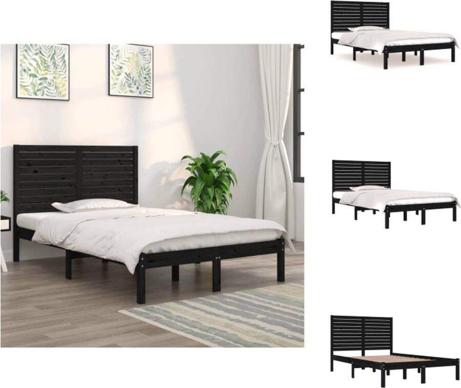 VidaXL Bedframe Grenenhout Zwart 195.5 x 146 x 100 cm (L x B x H) Geschikt voor matrassen 140 x 190 cm Massief grenenhout Bed