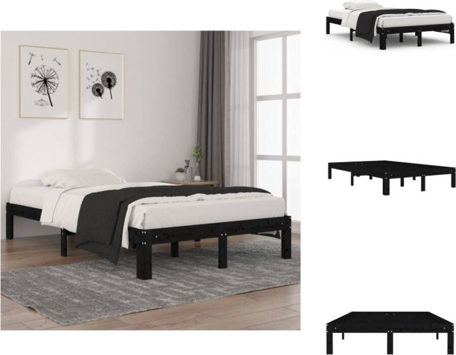 vidaXL Bedframe Grenenhout Zwart 203.5 x 123.5 x 30 cm Geschikt voor 120 x 200 cm matras Montage vereist Bed