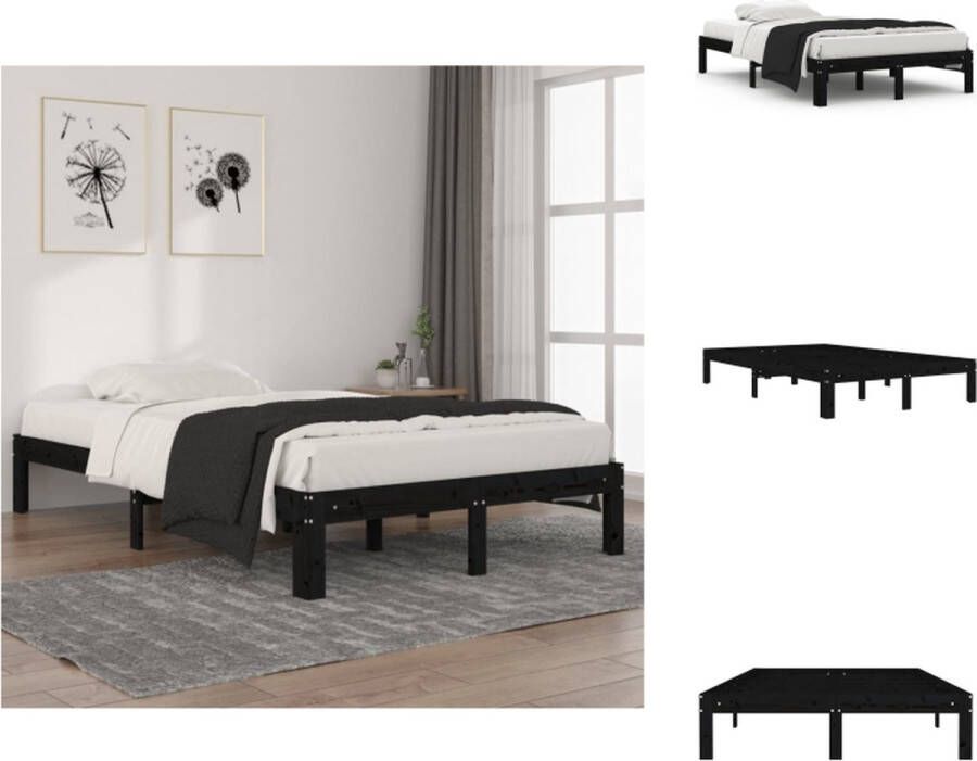 VidaXL Bedframe Grenenhout Zwart 203.5 x 123.5 x 30 cm Geschikt voor 120 x 200 cm matras Montage vereist Bed