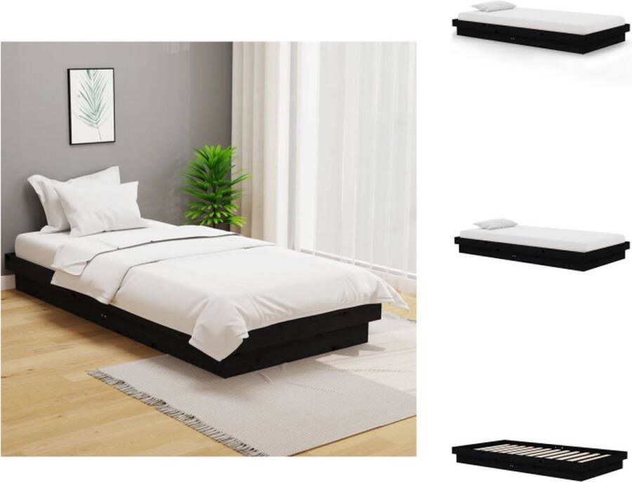VidaXL Bedframe Grenenhout Zwart 204 x 103.5 x 21 cm 100 x 200 cm Montage vereist Bed