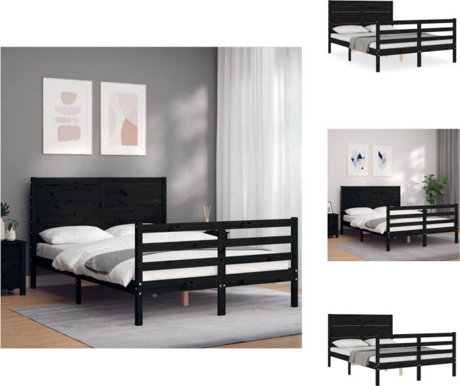VidaXL Bedframe Grenenhout Zwart 205.5 x 125.5 x 100 cm Multiplex lattenbodem Bed - Foto 2