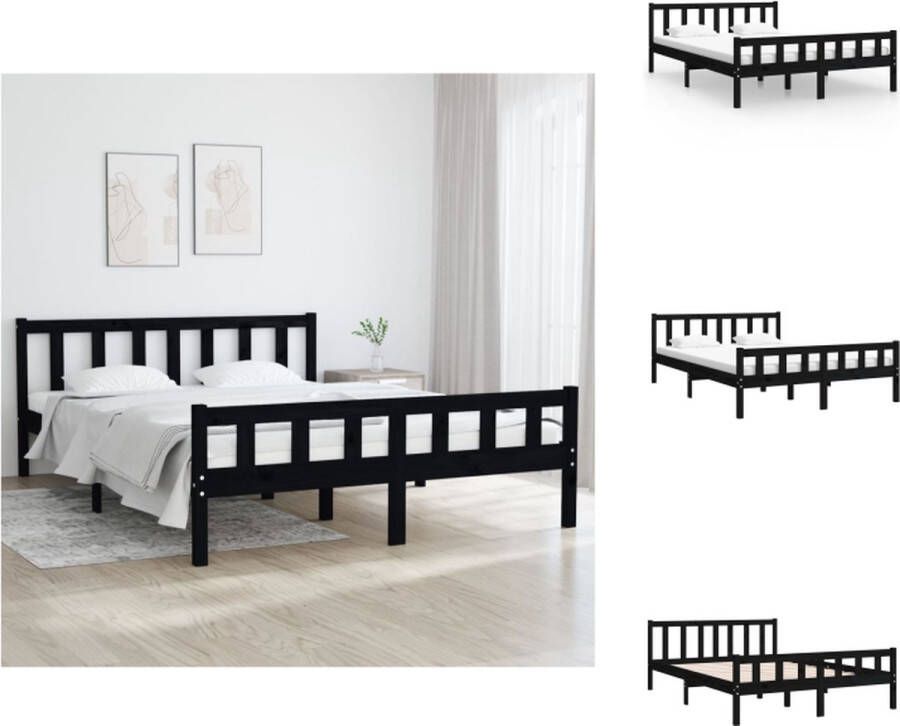 VidaXL Bedframe Grenenhout Zwart 205.5 x 125.5 x 69.5 cm 120 x 200 cm Montage vereist Bed