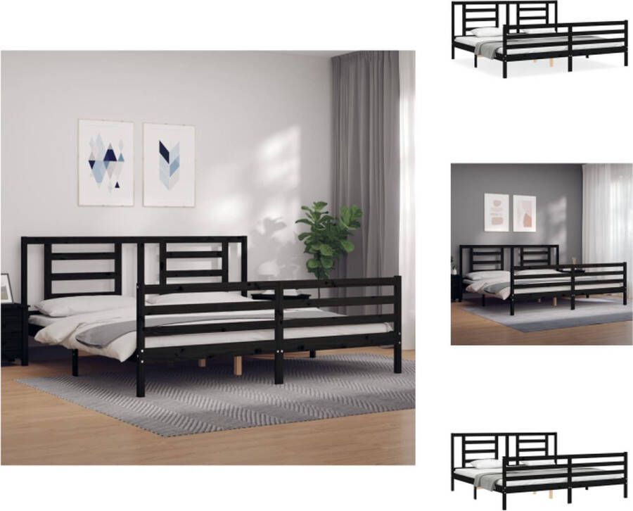 VidaXL Bedframe Grenenhout Zwart 205.5 x 185.5 x 100 cm (L x B x H) Multiplex lattenbodem Bed