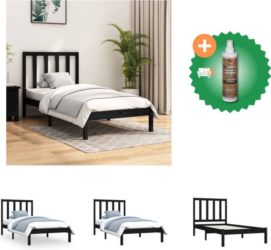 VidaXL bedframe Grenenhout Zwarte 195.5 x 80.5 x 100 cm 75 x 190 cm (2FT6) Matras niet inbegrepen Bed Inclusief Houtreiniger en verfrisser - Foto 5