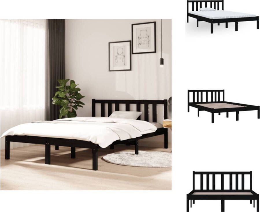 VidaXL Bedframe Grenenhout Zwarte kleur 195.5 x 125.5 x 69.5 cm (L x B x H) 120 x 190 cm (B x L) Montage vereist Bed