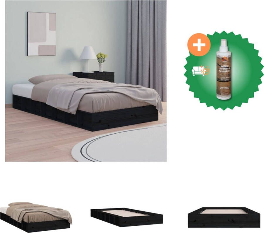 VidaXL Bedframe Houten bedframe 195.5 x 140.5 x 69.5 cm Zwart Geschikt voor matras van 135 x 190 cm Stabiel en comfortabel Inclusief hoofdeind Montage vereist Bed Inclusief Houtreiniger en verfrisser - Foto 13
