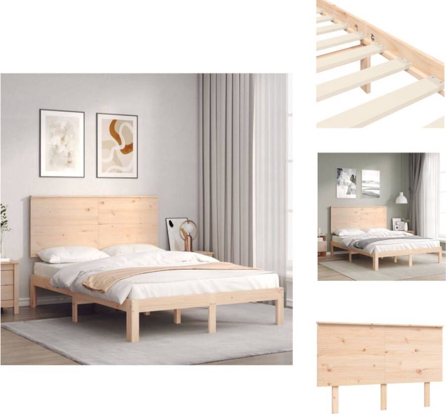 vidaXL Bedframe Grenenhouten 203.5 x 143.5 x 82.5 cm Multiplex Lattenbodem Bed