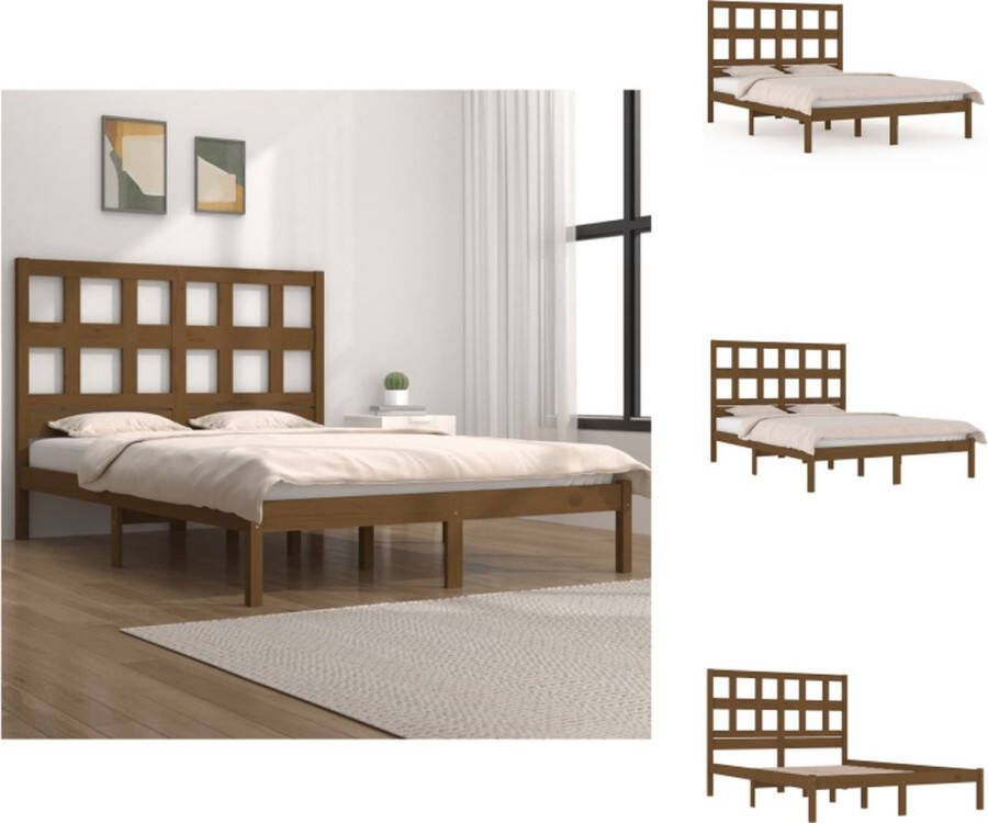 VidaXL Bedframe Grenenhouten 205.5 x 155.5 x 31 cm Honingbruin 5FT King Size Bed