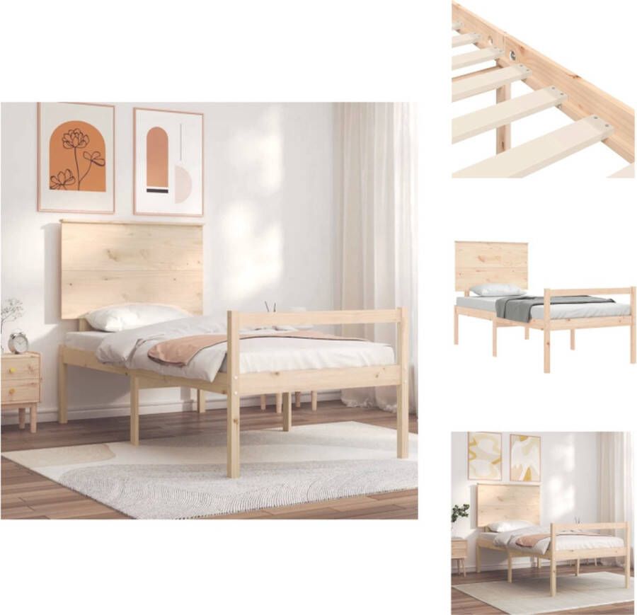 VidaXL Seniorenbed Seniorenbedden Senioren Bed Bedframe met hoofdbord massief hout 3FT Single - Foto 2