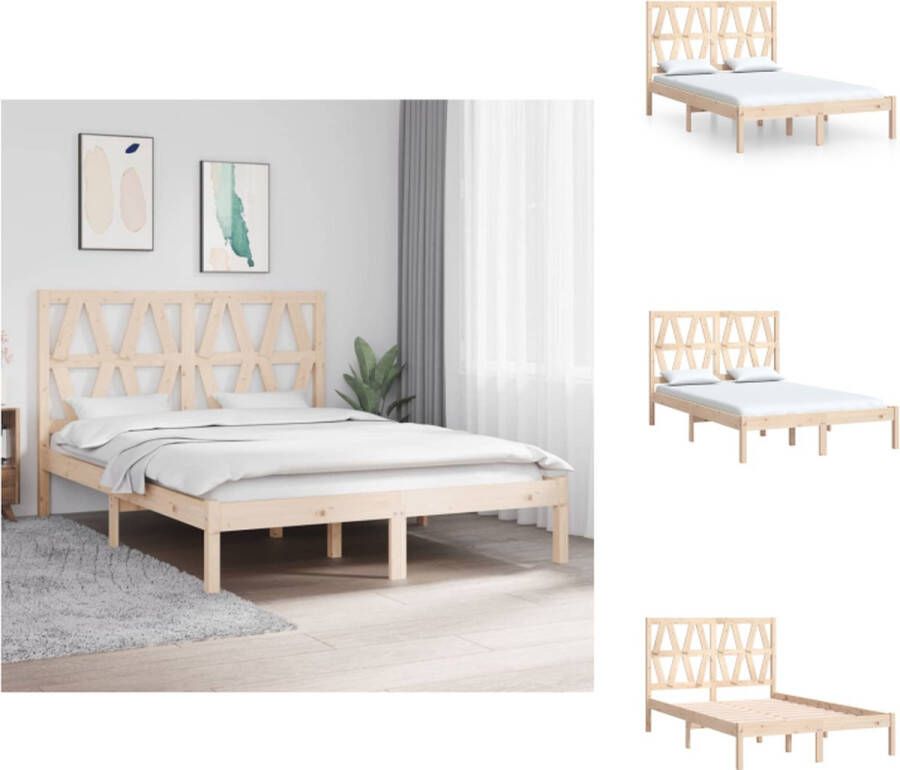 VidaXL Bedframe Grenenhouten Massief 205.5 x 145.5 x 31 cm Comfortabel hoofdbord 140 x 200 cm geschikt Onbehandeld Bed