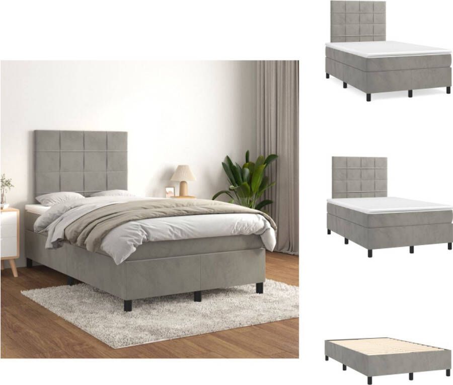 vidaXL Bedframe Grey 203x120x118 128 cm Pocketvering Matras Topmatras Inclusief montagehandleiding Bed