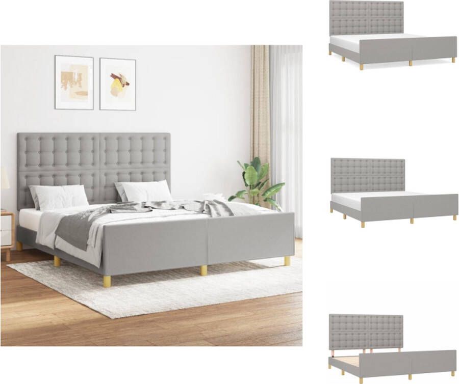 vidaXL Bedframe Grijs 203x166x118 128cm Verstelbaar hoofdeind Stabiele poten Multiplex lattenbodem Comfortabele ondersteuning Matras niet inbegrepen Bed