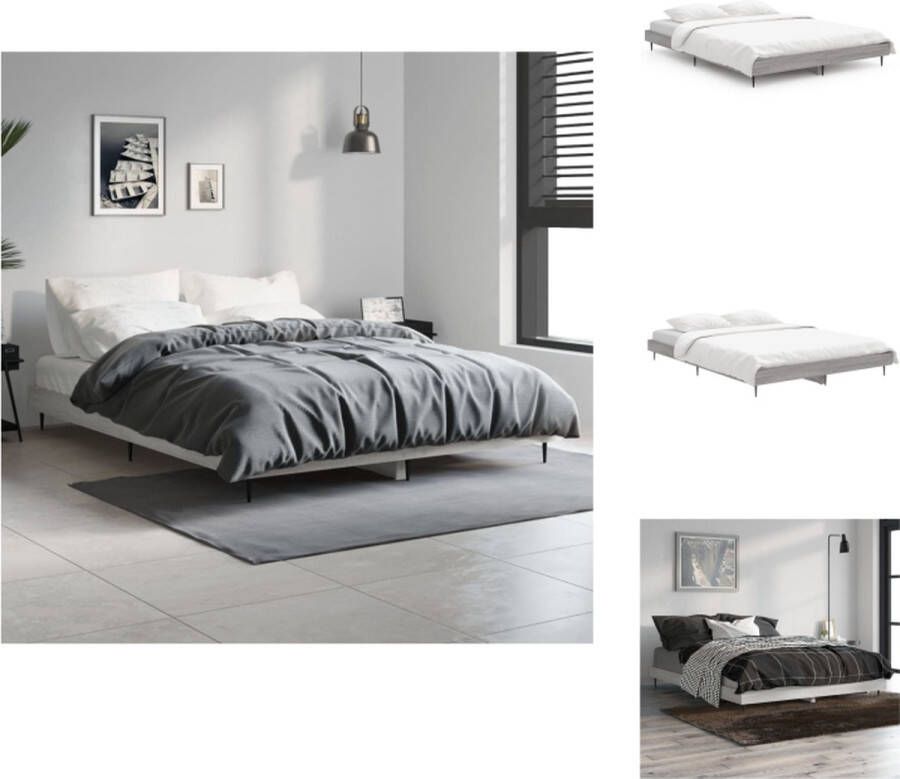 VidaXL Bedframe Grijs Sonoma Eiken 193 x 138 x 20 cm Duurzaam Hout en Metaal Bed