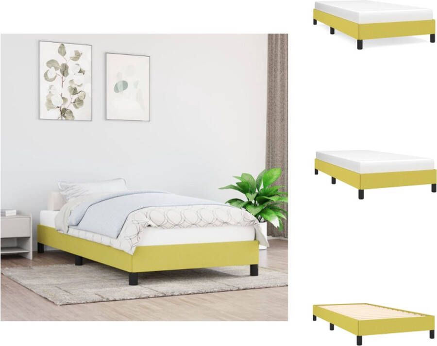 VidaXL Bedframe Groen 193x93x25 cm Duurzaam stof Ondersteunende poten Multiplex lattenbodem Bed