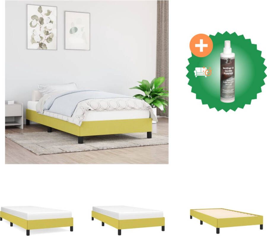 VidaXL Bedframe Groen 193x93x25 cm Duurzaam stof Ondersteunende poten Multiplex lattenbodem Bed Inclusief Reiniger