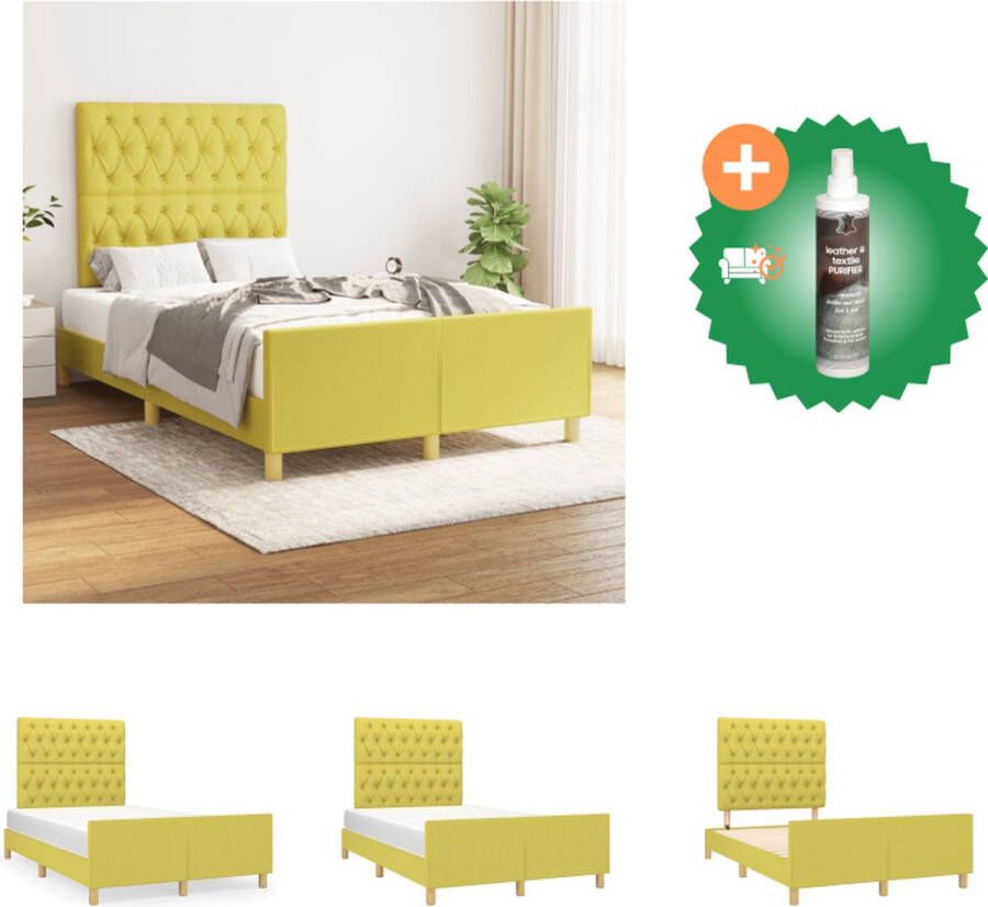 VidaXL Bedframe Groen 203 x 126 x 118 128 cm Verstelbaar hoofdeind Stabiele poten Multiplex lattenbodem Comfortabele ondersteuning Bed Inclusief Reiniger