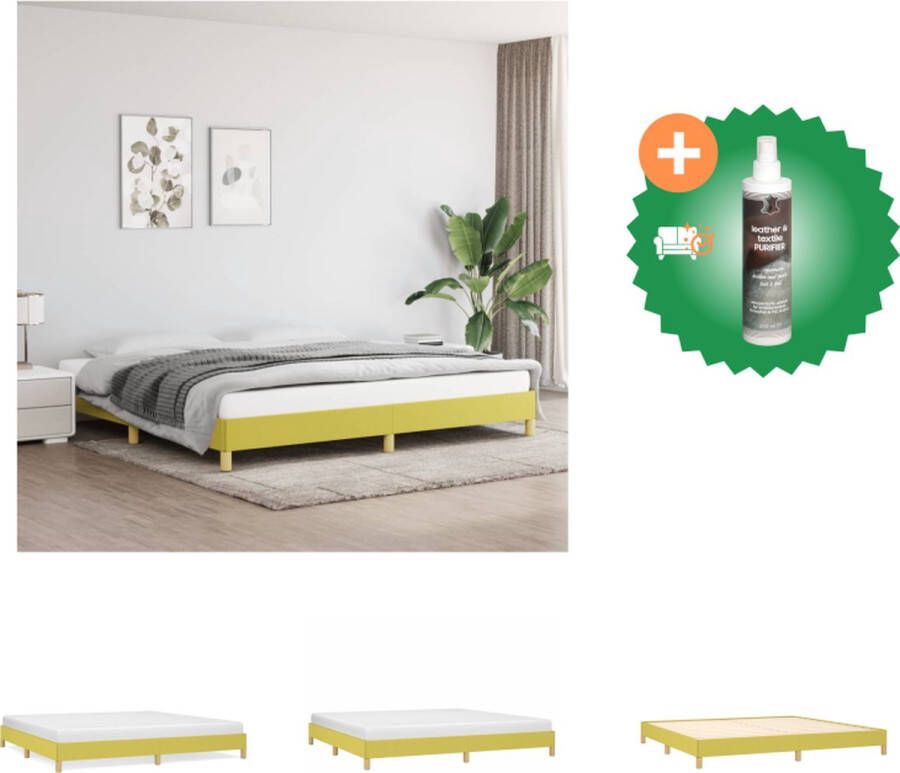 VidaXL Bedframe Groen 203 x 203 x 25 cm Ademend en duurzaam Ondersteunende poten Multiplex lattenbodem Bed Inclusief Reiniger