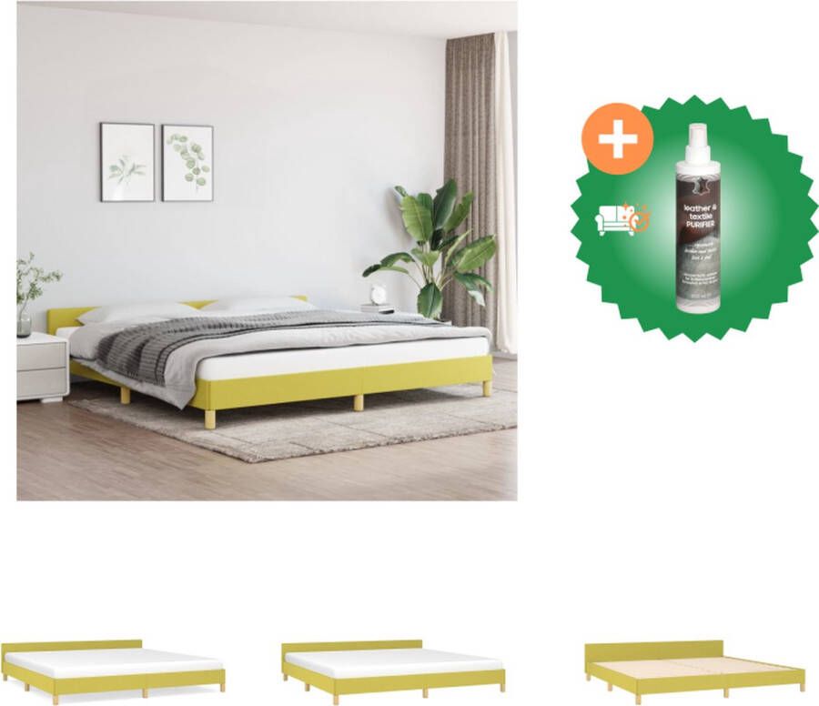 VidaXL Bedframe Groen 203 x 206 x 50 cm Multiplex lattenbodem Stof (100% polyester) Bed Inclusief Reiniger