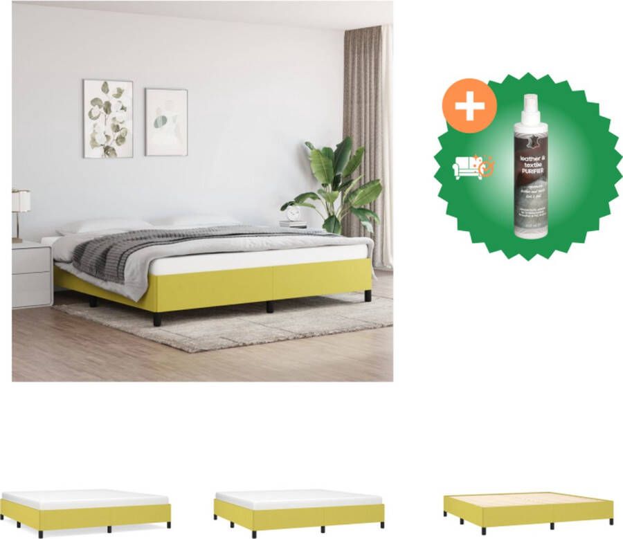 VidaXL Bedframe Groen 203x203x35 cm ademend duurzaam stabiele poten multiplex lattenbodem matras niet inbegrepen Bed Inclusief Reiniger