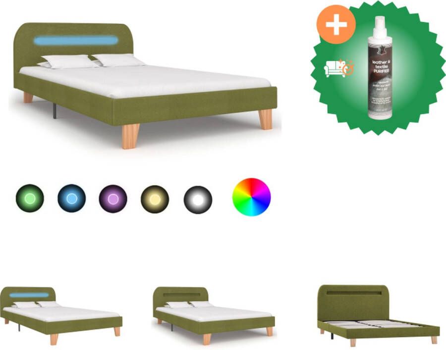 VidaXL Bedframe Groen 208 x 125 x 80 cm 120 x 200 cm LED-strip Bed Inclusief Reiniger