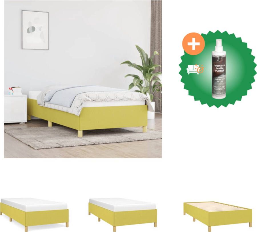 VidaXL Bedframe Groen Multiplex Lattenbodem 203 x 93 x 35 cm (L x B x H) Geschikte matras- 90 x 200 cm Bed Inclusief Reiniger