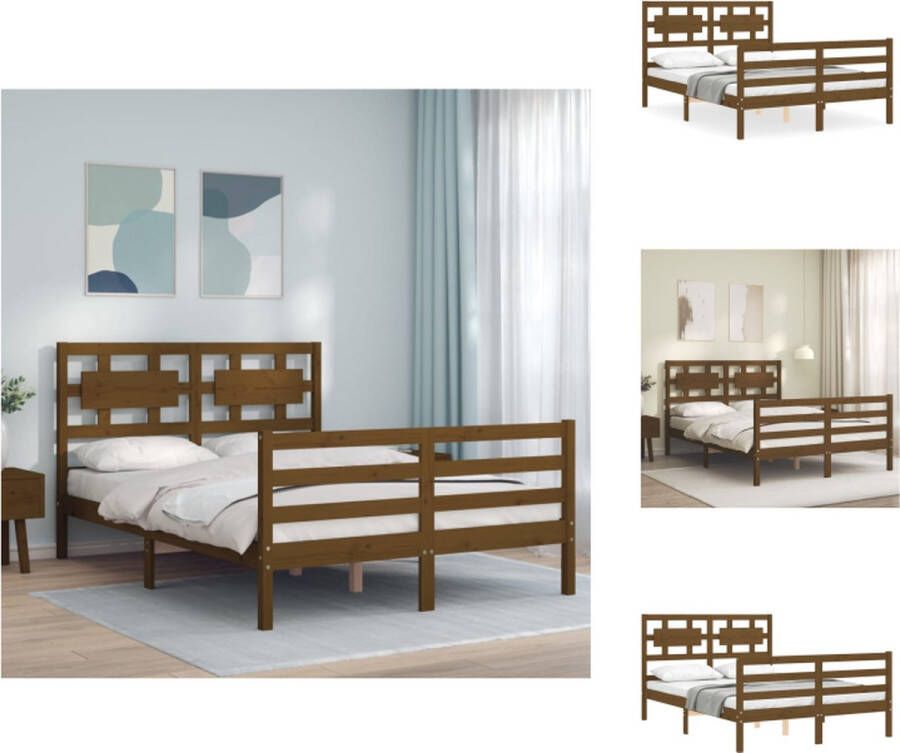 vidaXL Bedframe Hemnes Massief grenenhout 120 x 190 cm Honingbruin Bed