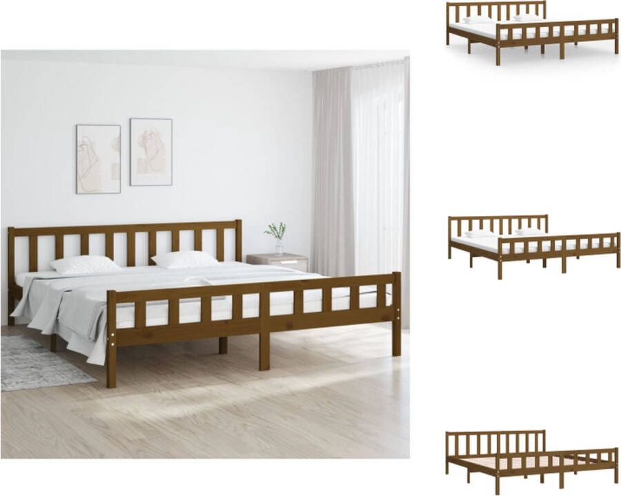 VidaXL Bedframe Homestyle Grenenhout 160x200 cm Honingbruin Bed