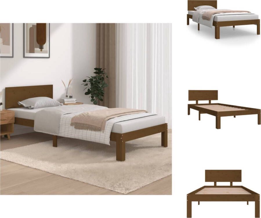 VidaXL Bedframe Honey Brown Grenenhout 205.5 x 93.5 x 69.5 cm Geschikt voor 90 x 200 cm matras Montage vereist Bed
