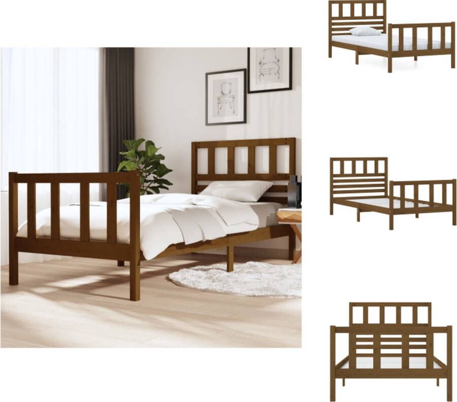 vidaXL Bedframe Honingbruin Grenenhout 90 x 200 cm Stevig en stabiel Decoratief en praktisch Bed