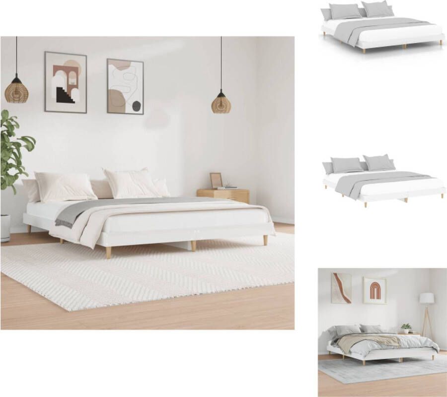 VidaXL Bedframe Hout 203 x 123 x 20 cm Hoogglans Wit Bed